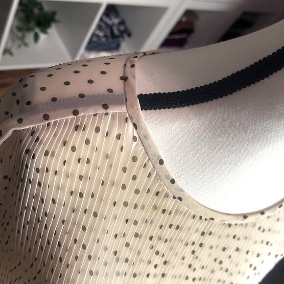 Club Monaco Womens Dress Pleated Polka Dot 3/4 Sleeves Ivory Sheer Dress Size S - Picture 4 of 15